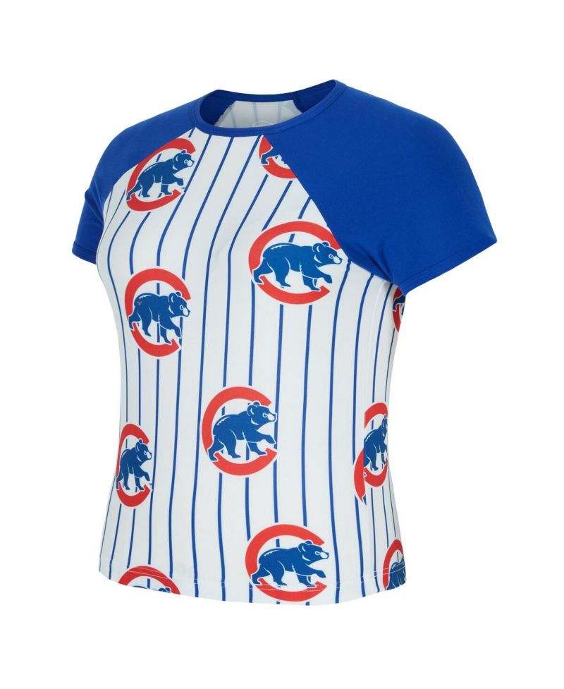 Women's White Chicago Cubs Outbound Pinstripe Raglan Top