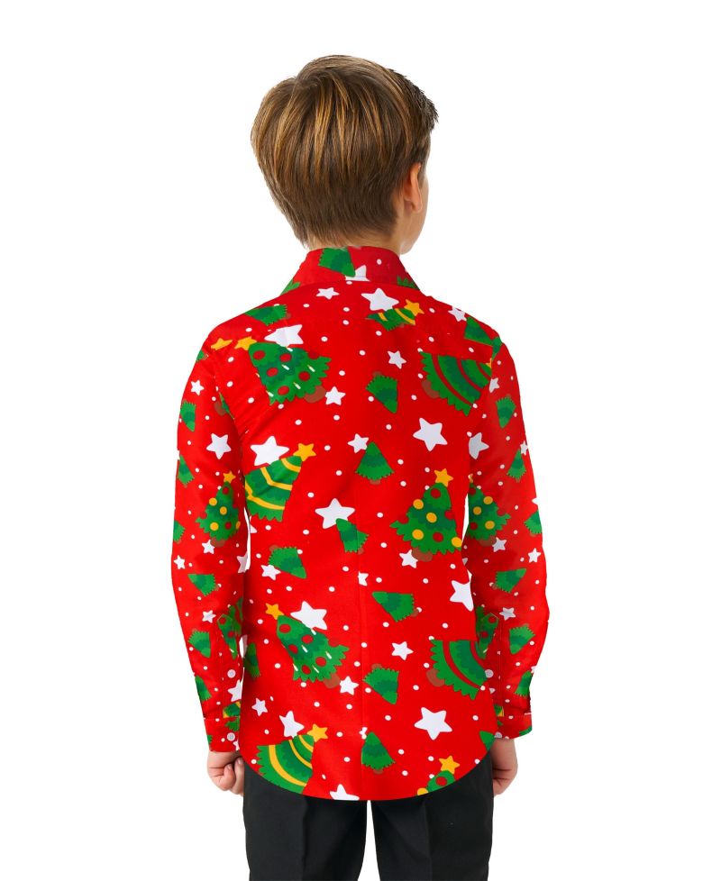 Big Boys Christmas Trees Stars Long Sleeves Shirt
