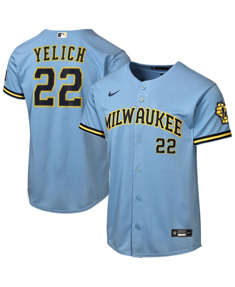 Big Boys and Girls Christian Yelich Powder Blue Milwaukee Brewers Road Stadium Jersey