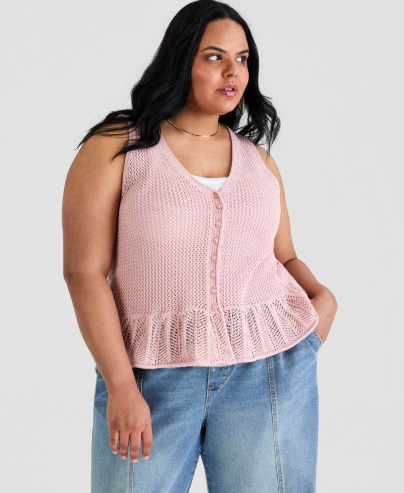 Trendy Plus Size Peplum Sweater Vest