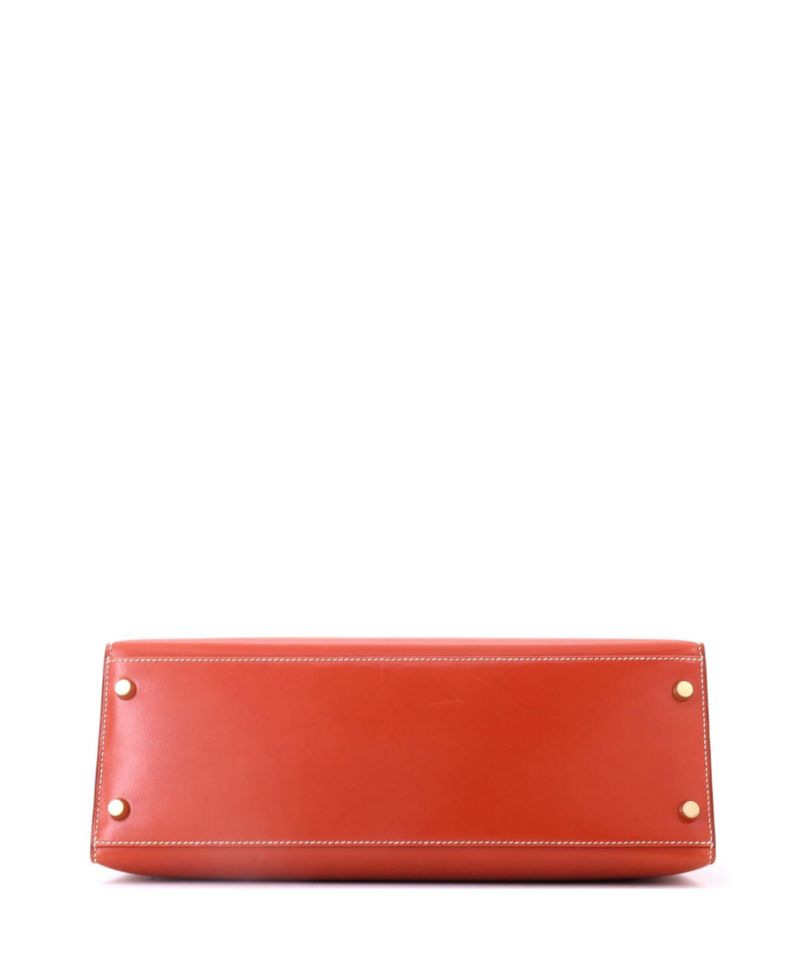 Kelly 32 Handbag Orange Box Calf with Gold Hardware