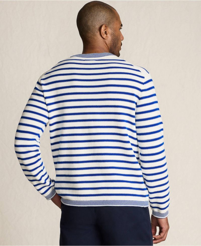Men's Long Sleeve Textured Cotton Crewneck Sweater