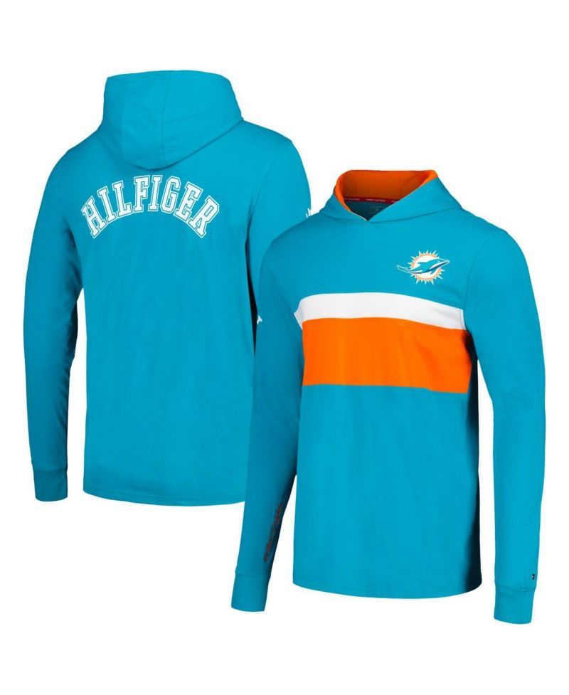 Men's Aqua Miami Dolphins Morgan Long Sleeve Hoodie T-shirt