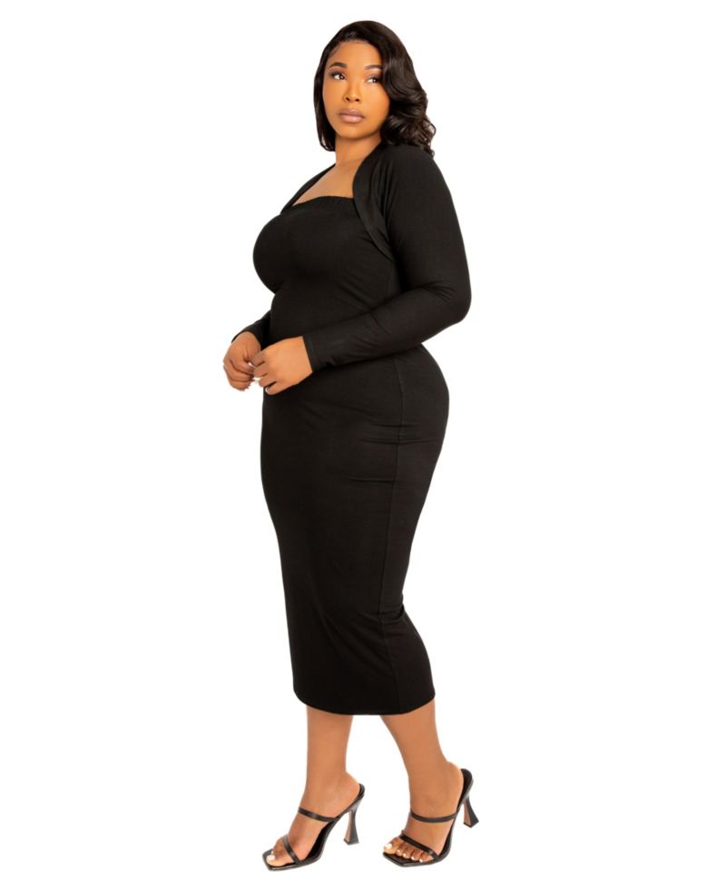 Plus Size Modal Tube Dress and Shrug Set