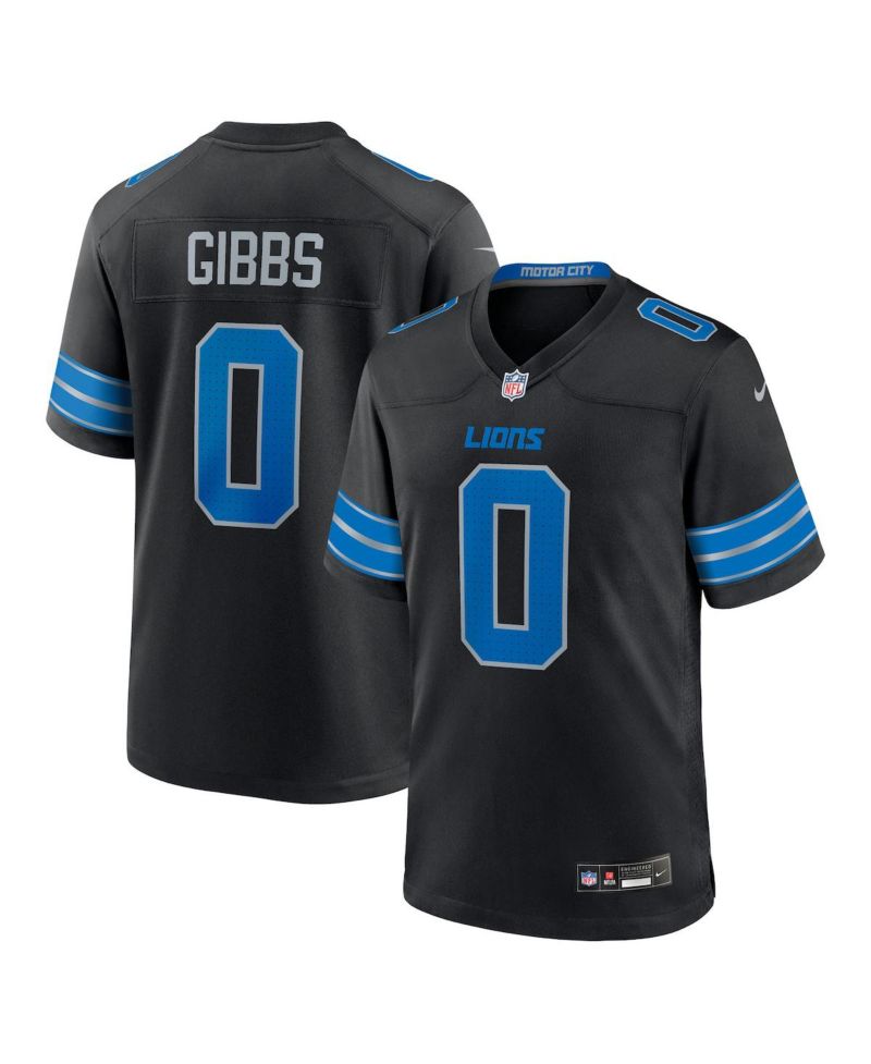 Men's Jahmyr Gibbs Black Detroit Lions 2nd Alternate Game Player Jersey