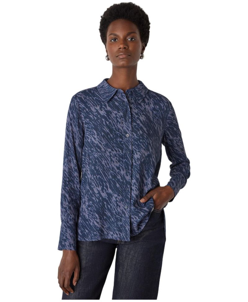 Women's Abstract Marks Collared Shirt