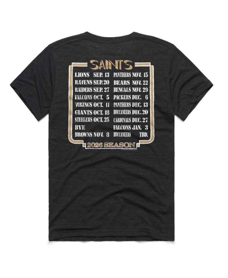 Women's New Orleans Saints 2026 NFL Schedule Queen Graphic Tri-Blend Relaxed-Fit T-Shirt