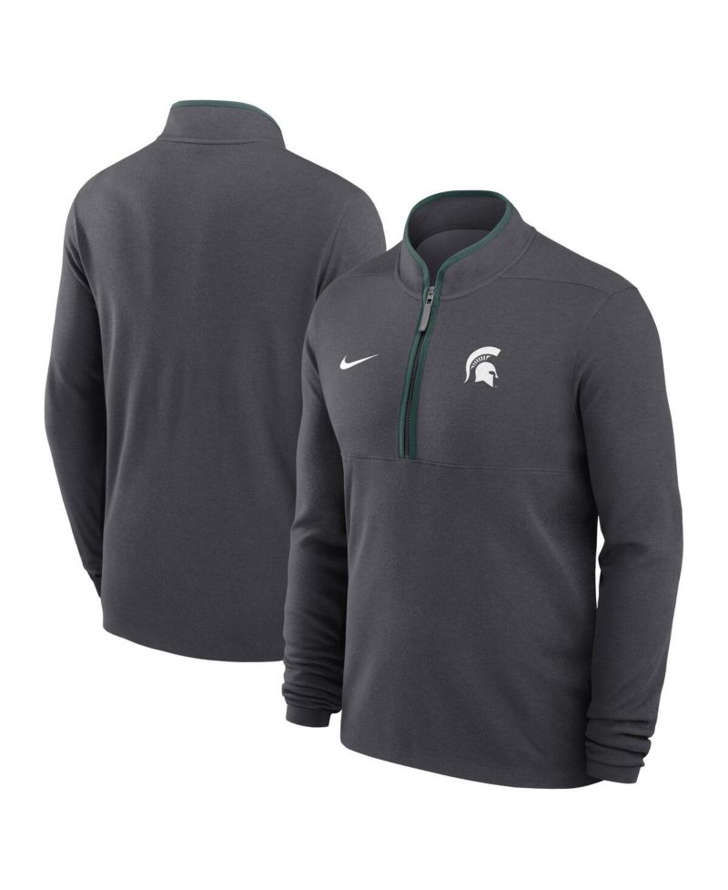 Men's Anthracite Michigan State Spartans Courtside Victory Dri-FIT Half-Zip Pullover Sweatshirt
