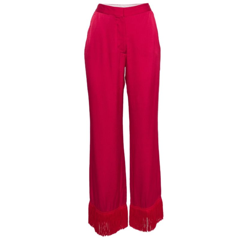 Women's Satin Tassels Detail Trousers