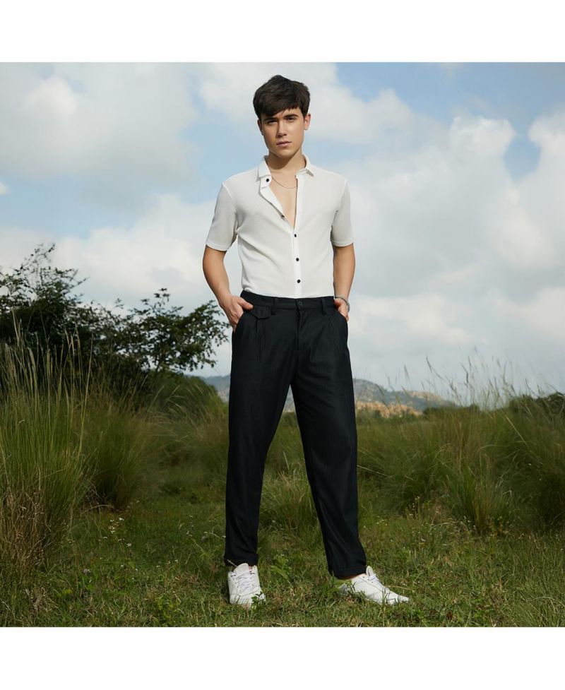 Men's Midnight Black Corduroy Tailored Trousers