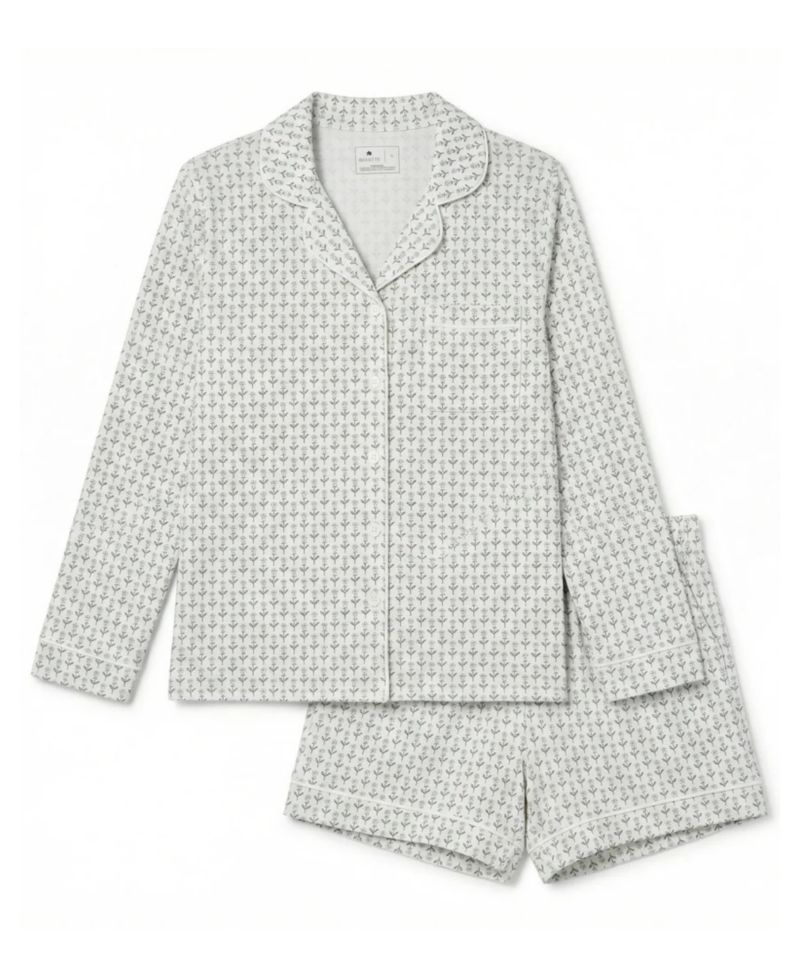 Women's Lane Viscose-from-Bamboo V-Neck Long-Sleeve Top and Shorts Pajama Set