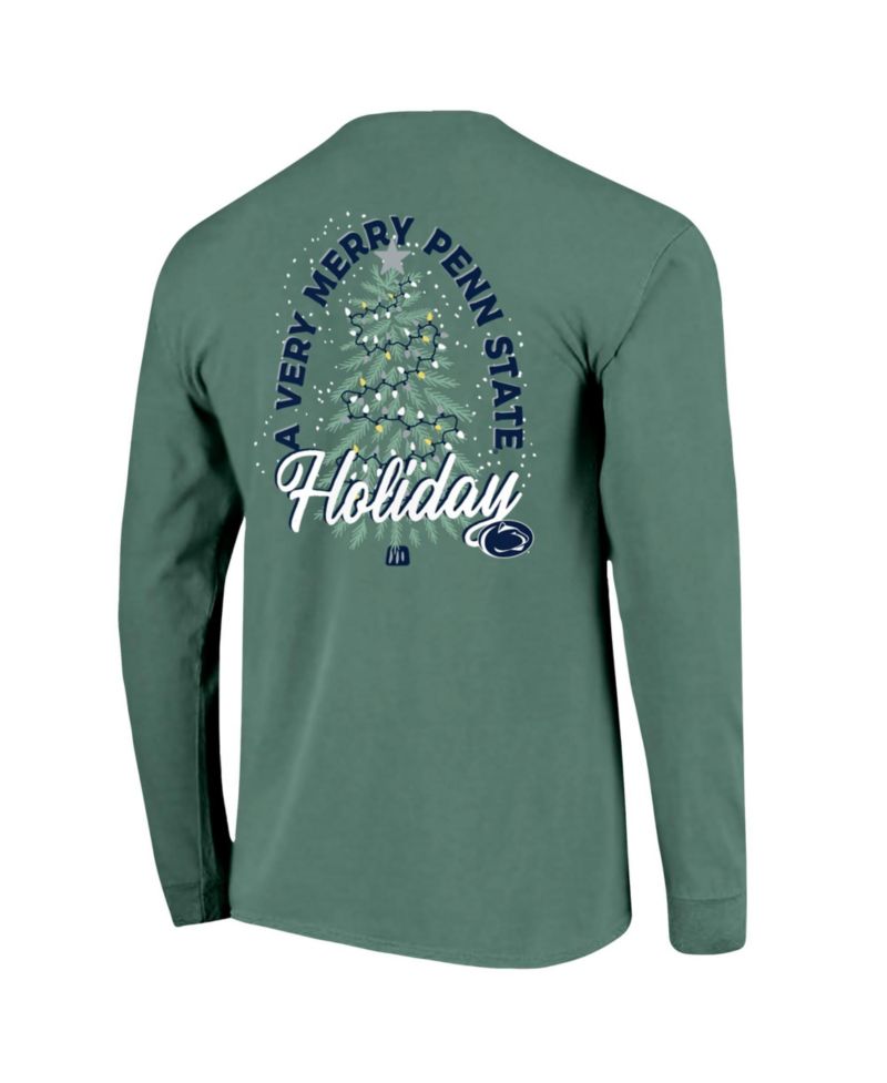 Men's Green Penn State Nittany Lions Comfort Colors Merry Christmas Tree Long Sleeve T-Shirt