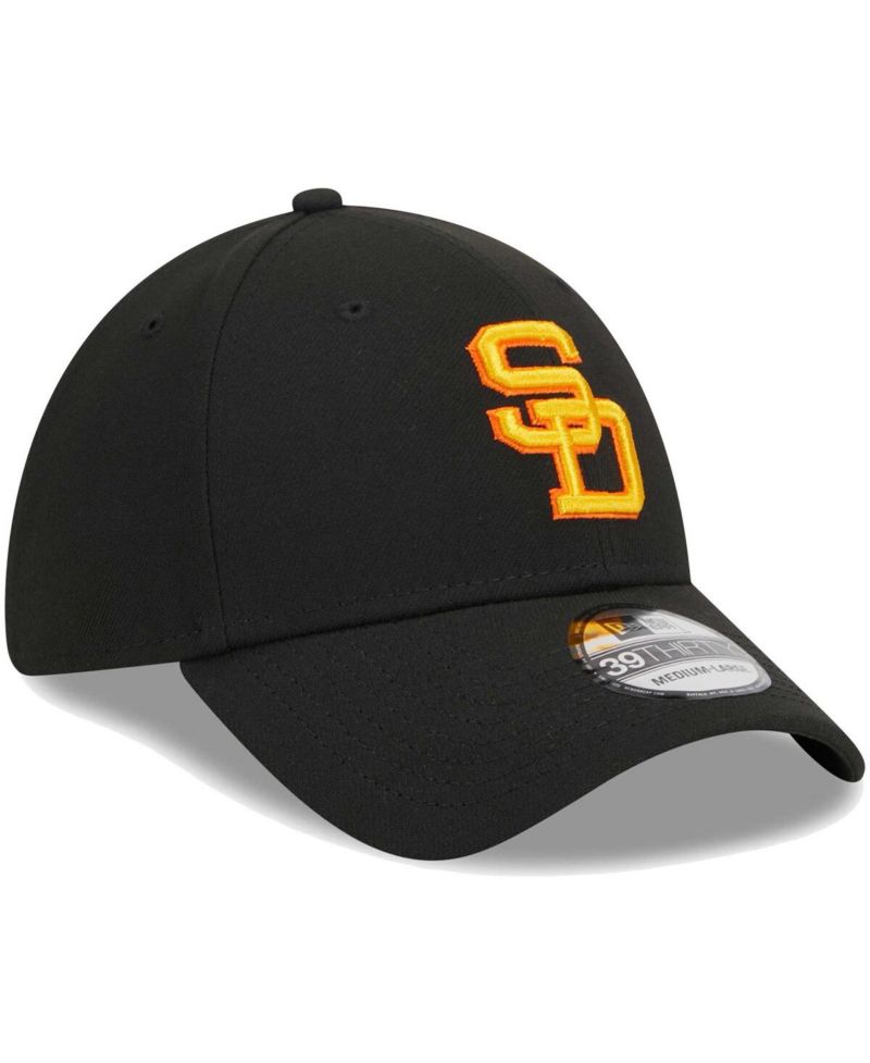 Men's Black San Diego Padres Logo 39THIRTY Flex Hat