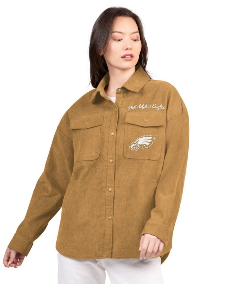 Women's Brown Philadelphia Eagles Re-Match Corduroy Full-Snap Shacket