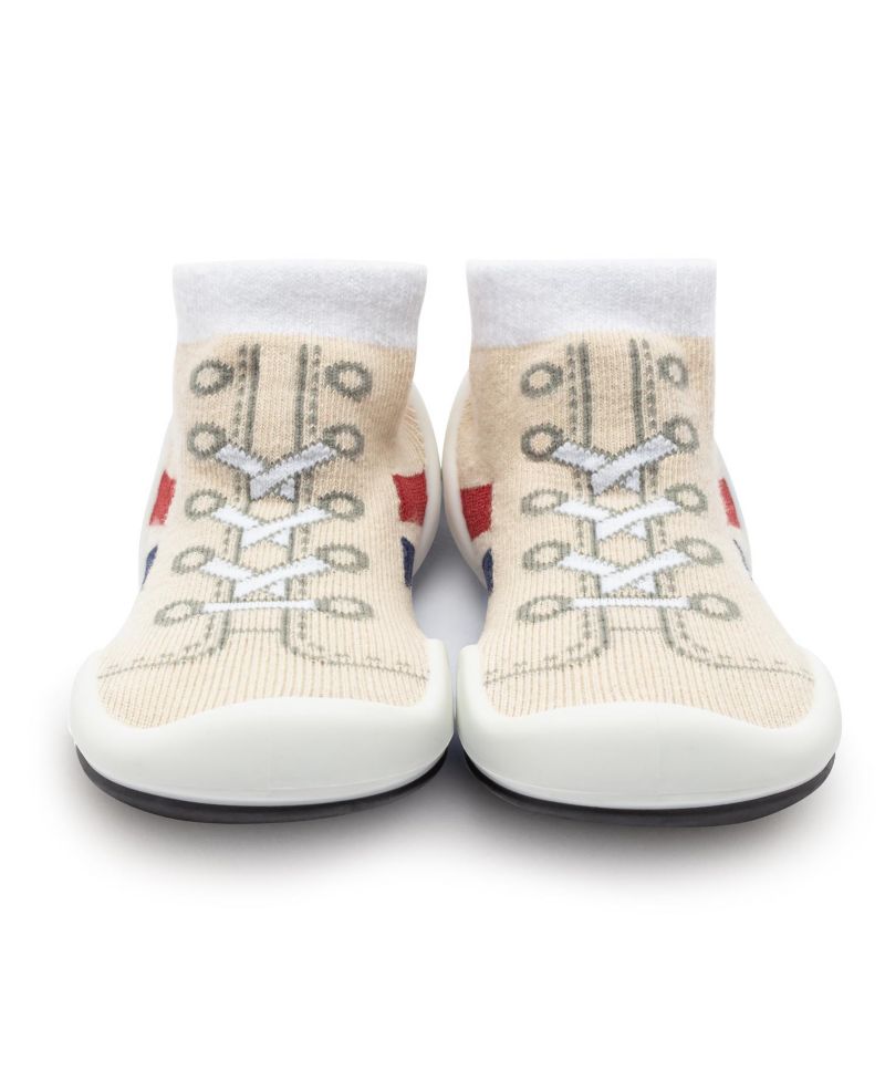 Infant Girl Boy First Walk Sock Shoes Runner - Light Beige