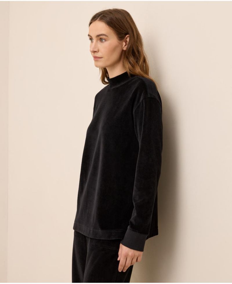 Women's Organic Cotton Velour Mock Neck Pullover