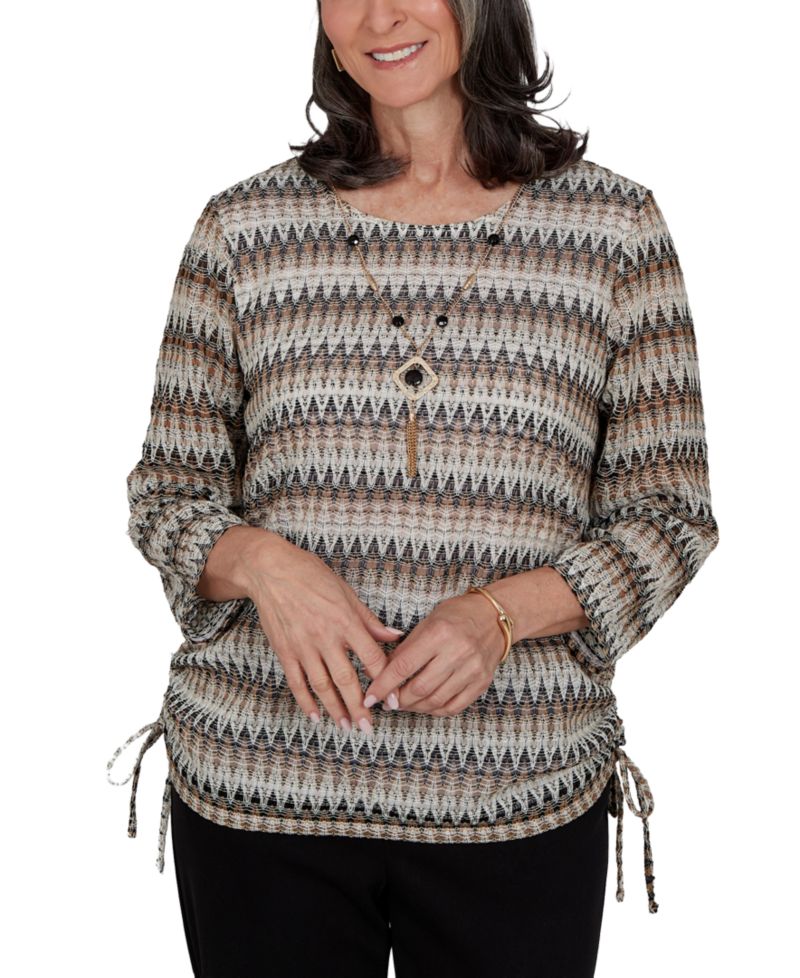 Petite Travel Advisory Textured 3/4-Sleeve Top