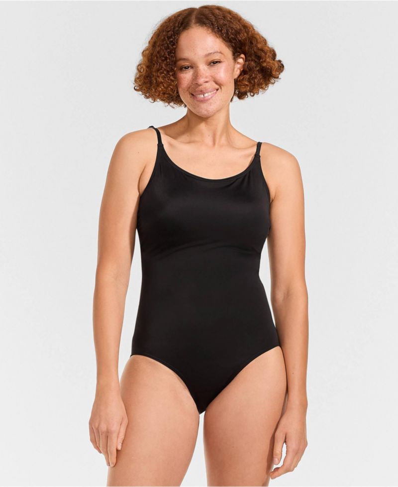 Women's Tugless Thin Strap One Piece Swimsuit