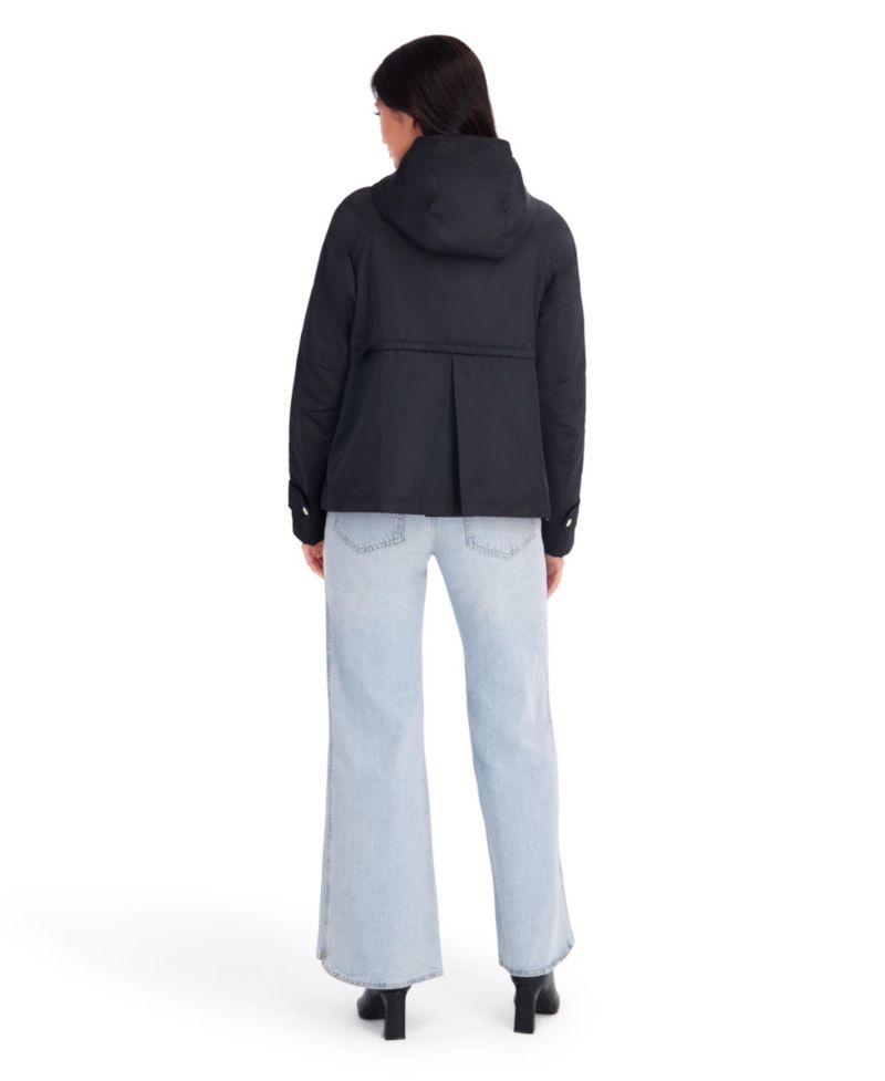 Women's Satin Hooded Jacket With Attached Scarf