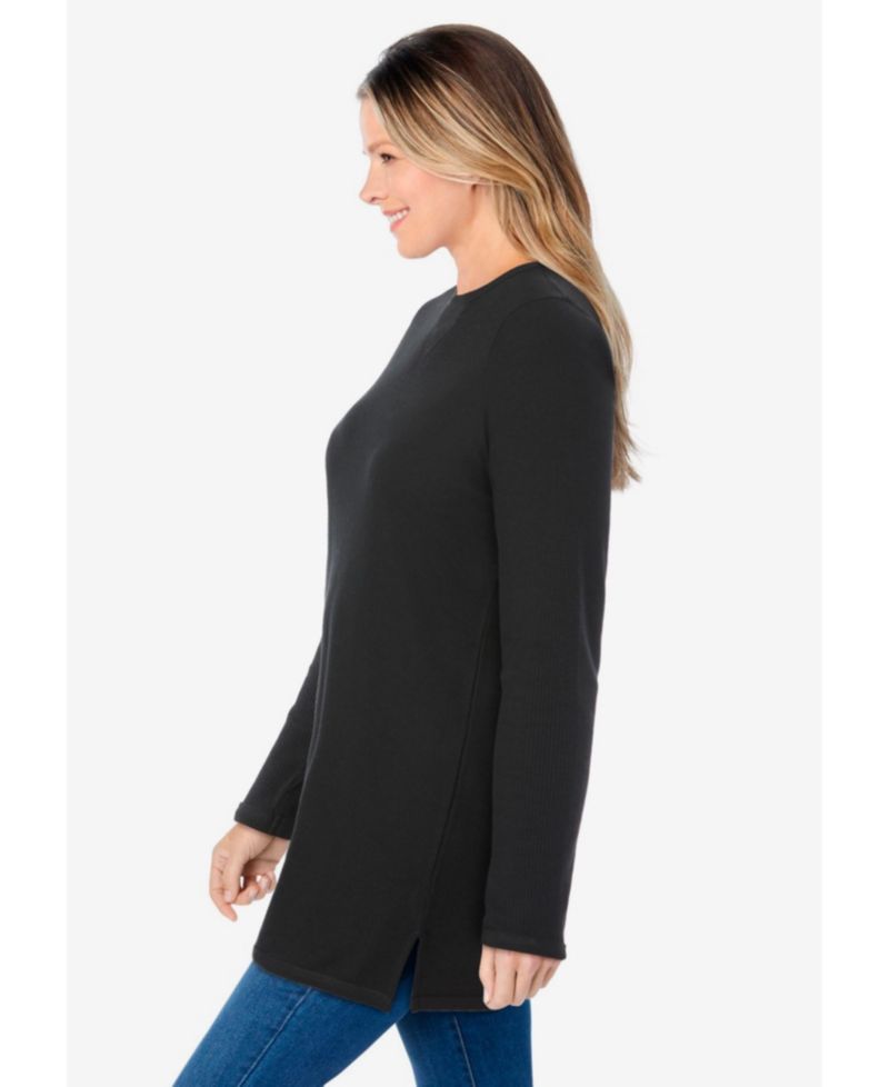 Plus Size Within Long-Sleeve Crewneck Soft Waffle Knit Thermal Shirt