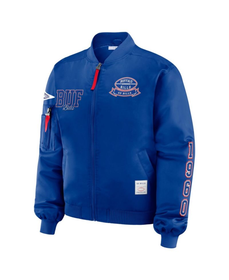 Women's Royal Buffalo Bills Patch Full-Zip Bomber Jacket
