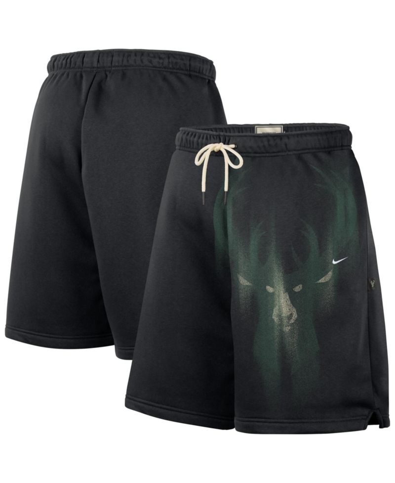 Men's Black Milwaukee Bucks 2026 Standard Issue Practice Icon Fleece Shorts