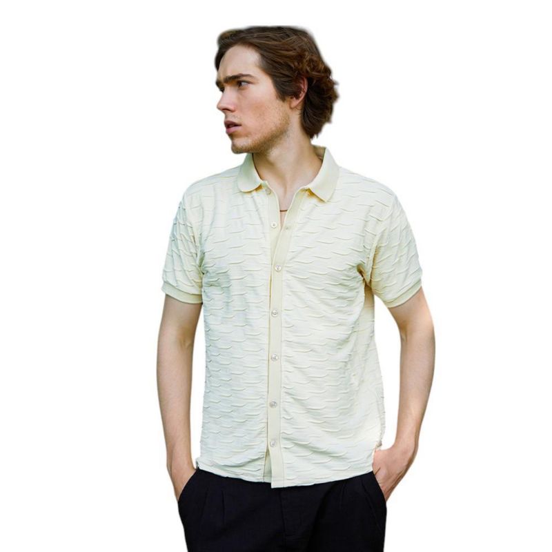 Men's Solid Creased Knit Shirt