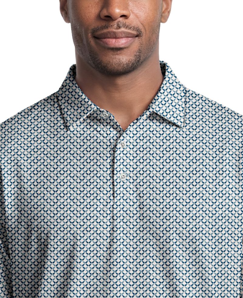 Men's Classic Geometric Print Regular-Fit Polo Shirt