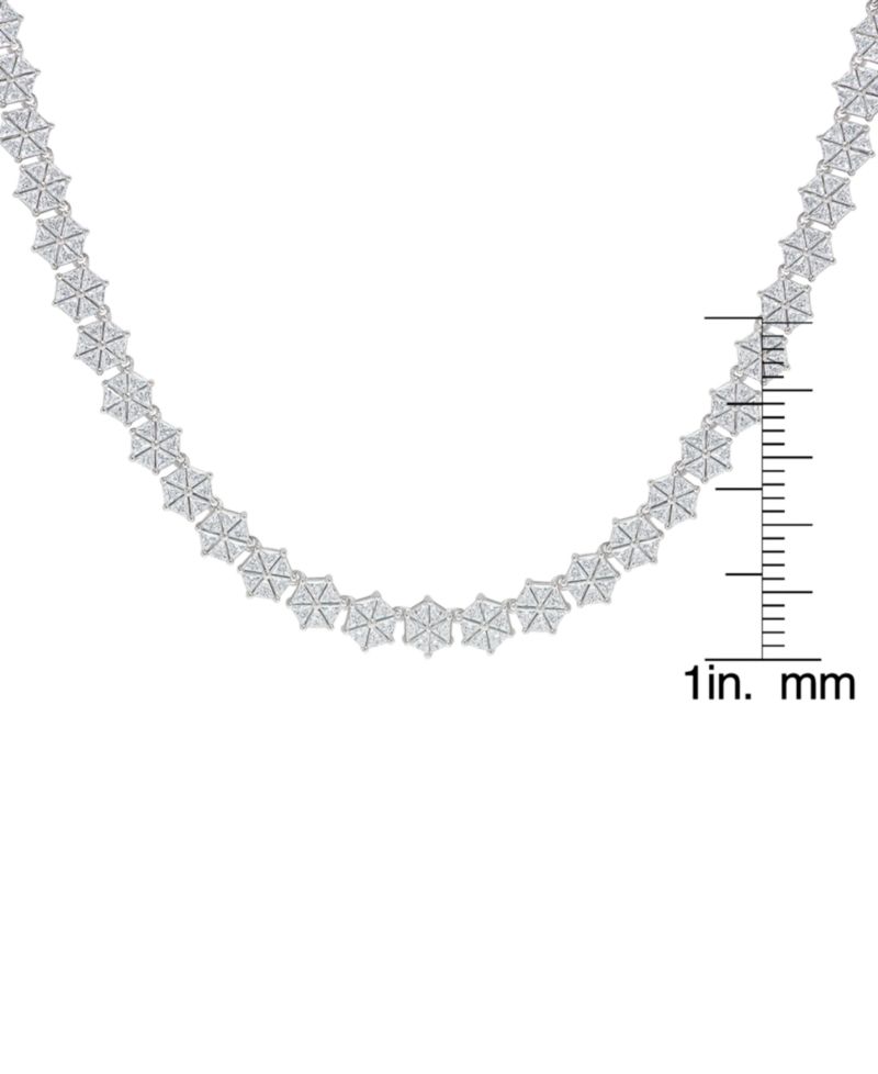 Fine Silver Plated Cubic Zirconia Hexagon Necklace