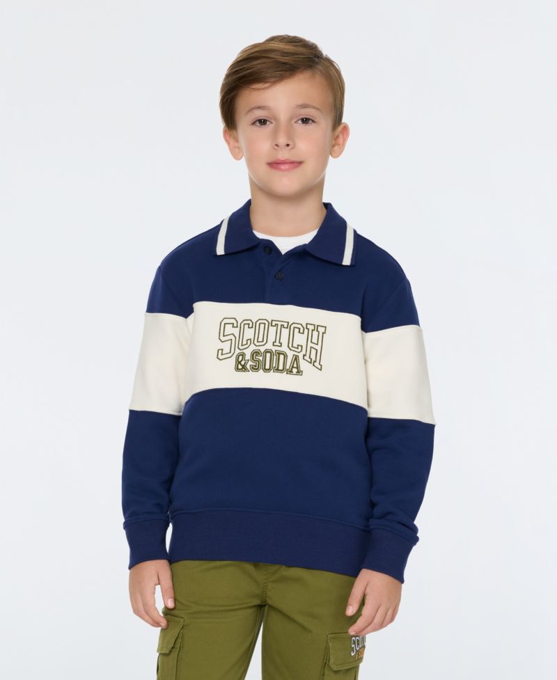 SCOTCH & SODA Big Boys French Terry Graphic Polo Shirt