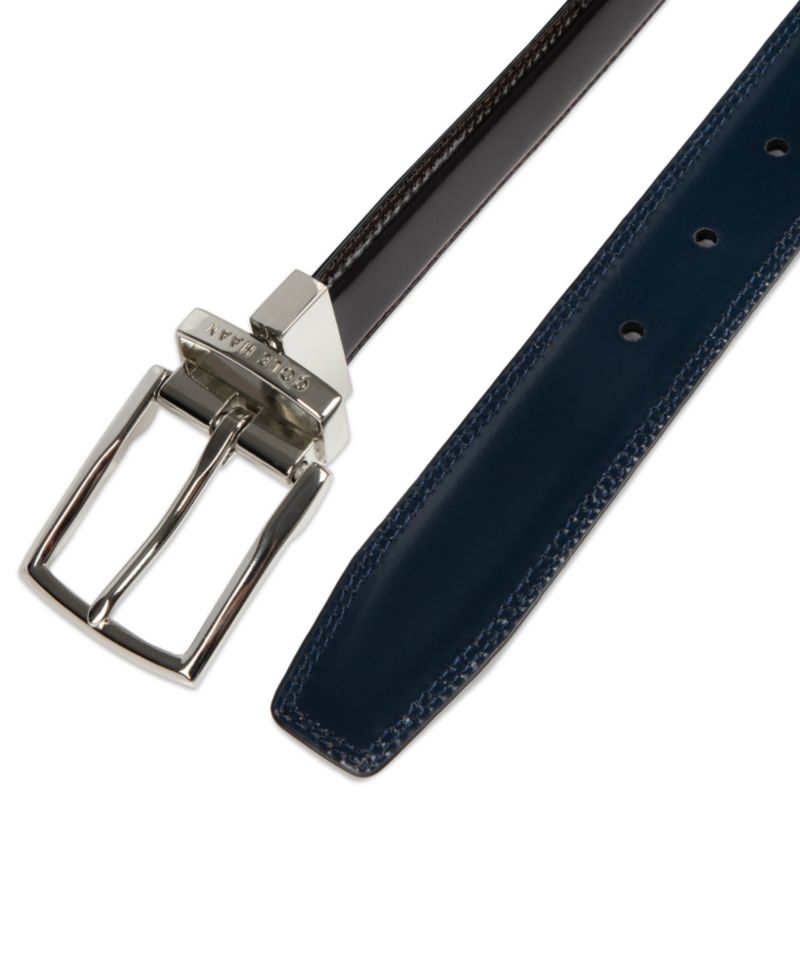 32MM Men's Two-in-One Reversible Leather Dress Belt