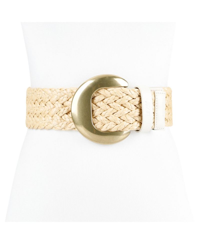 Women's Fully Adjustable Raffia Belt with Statement Buckle