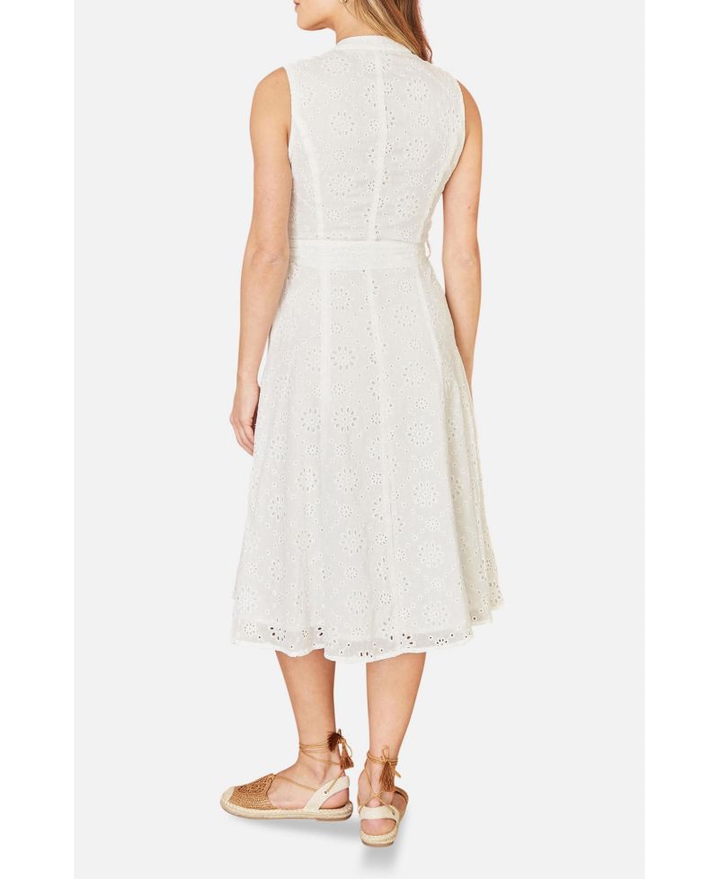 Women's Broderie Anglaise Cotton Shirt Dress