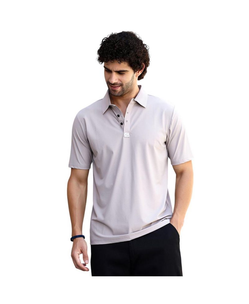 Men's Saltbox Beige Seamless Cuboid Polo T-Shirt