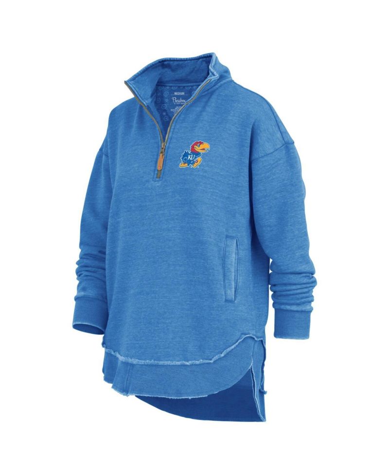 Women's Royal Kansas Jayhawks Northfork Sojourn Poncho Quarter-Zip Sweatshirt
