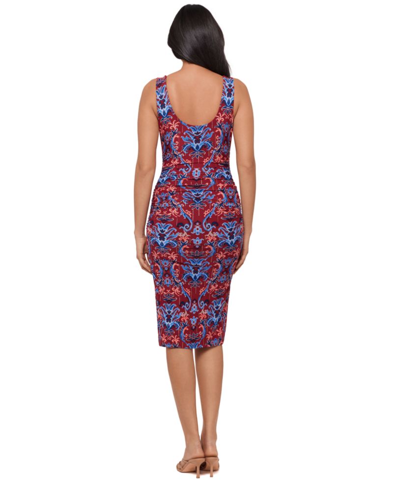 Women's Printed Scoop Neck Midi Shaping Dress