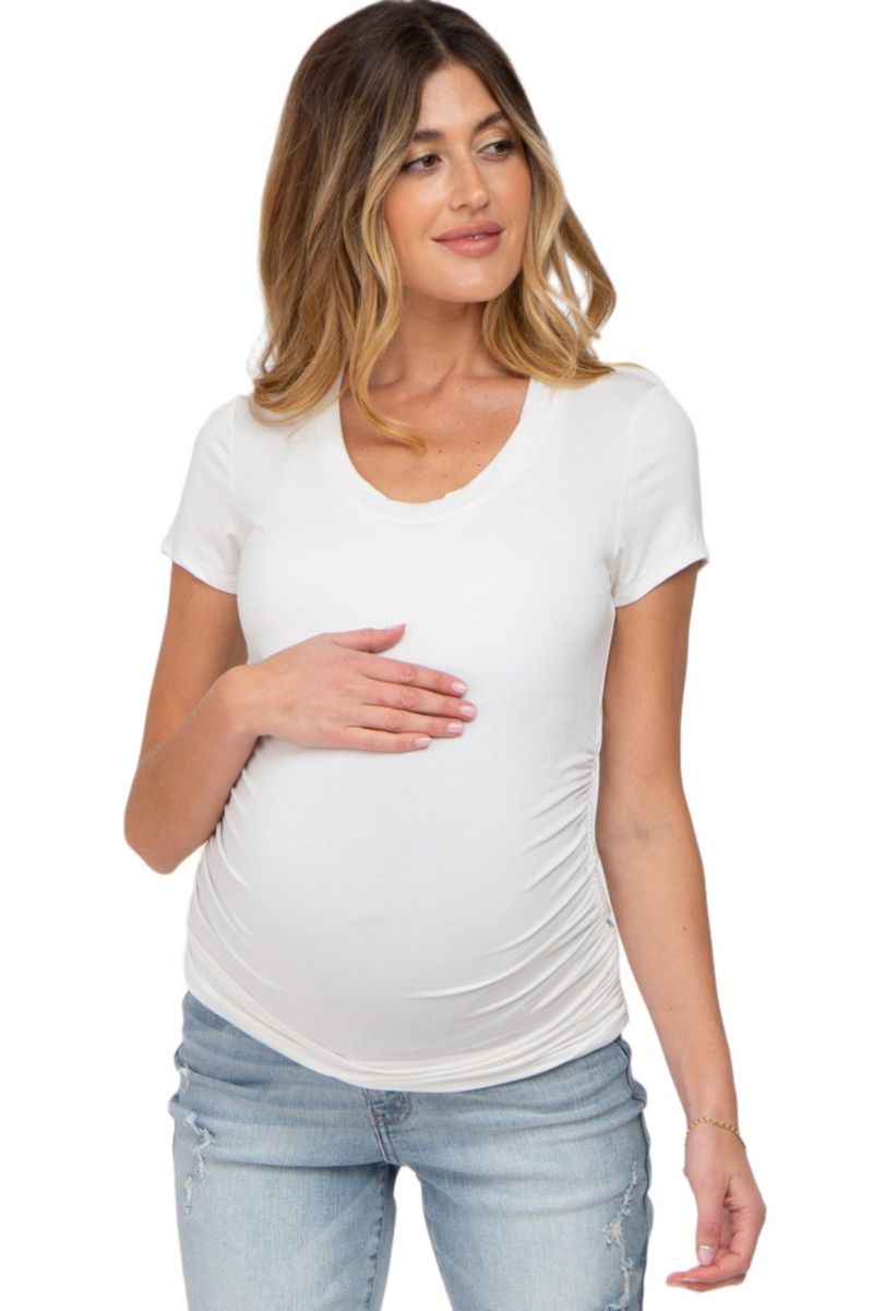 Women's White Basic Short Sleeve Fitted Top