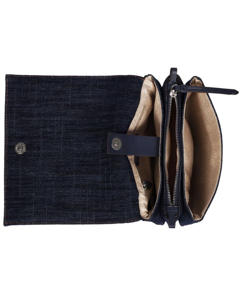 Bling Horseshoe Denim Messenger Bag with Adjustable Strap