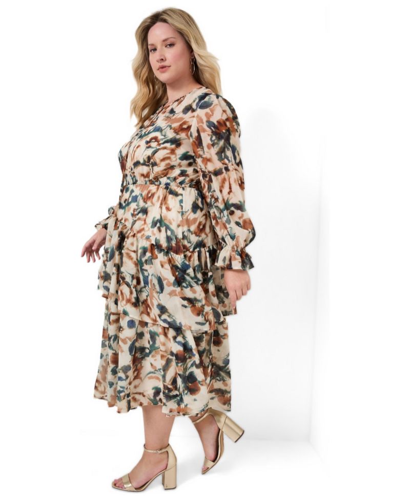 Women's June and Vie Tiered Pleated Midi Dress