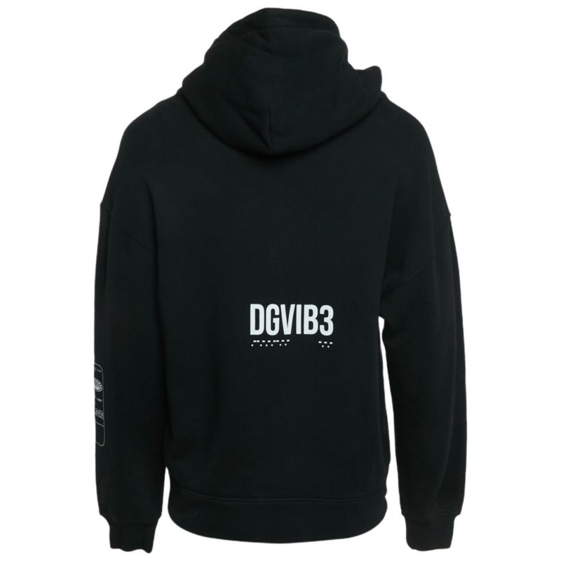 Men's Black Dgvibe3 Print Cotton Knit Hoodie