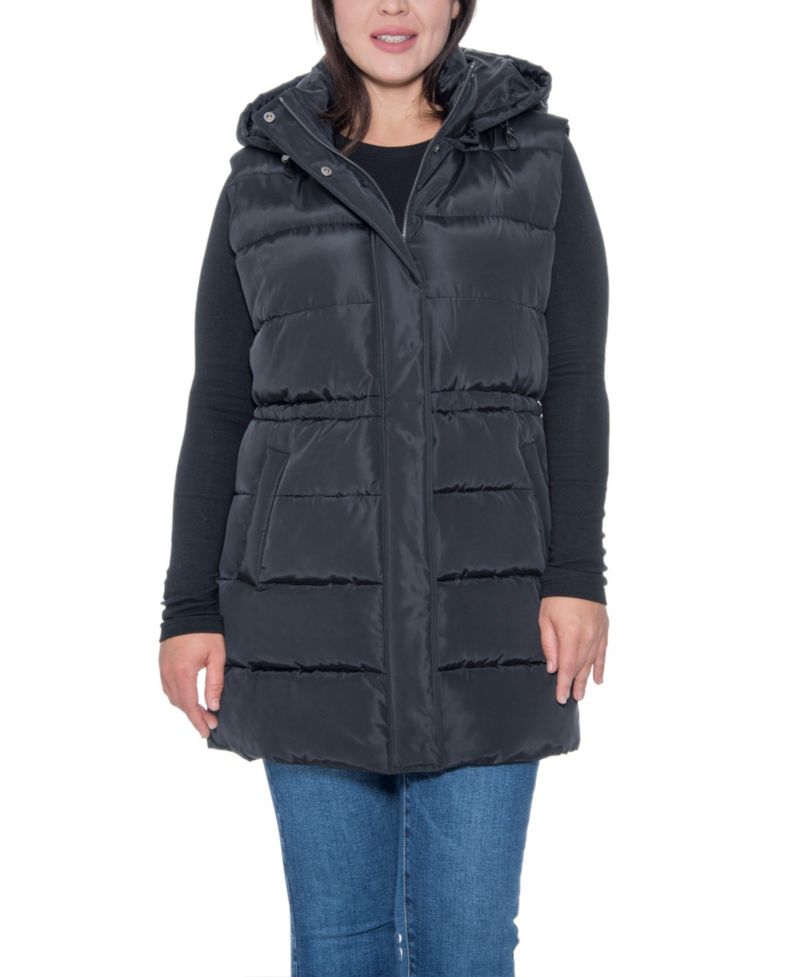 Plus Size Puffer Vest With Drawstring Waist
