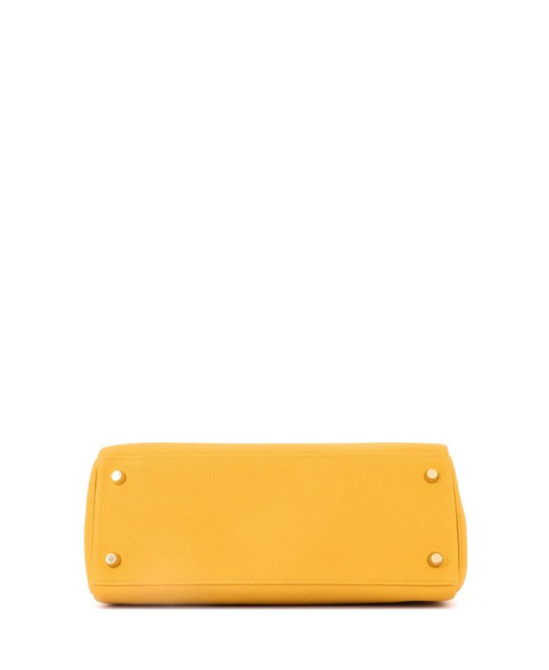 Pre-Owned Hermes Kelly 28 Handbag Yellow Togo with Gold Hardware