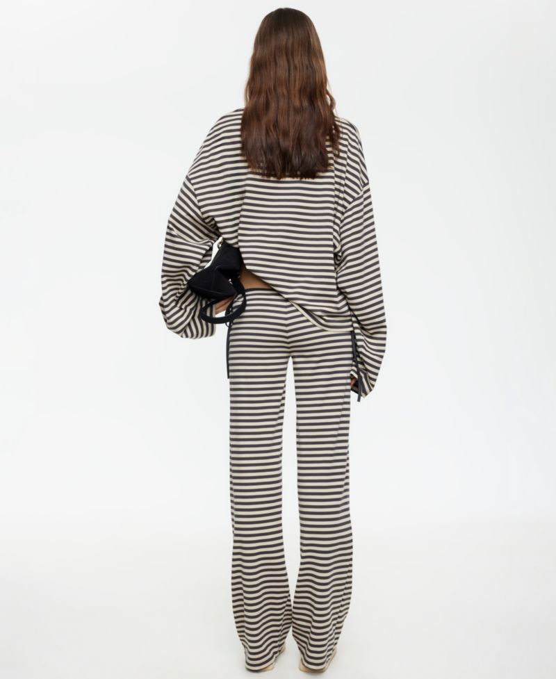 Women's Low-Rise Striped Waist Tie Pants