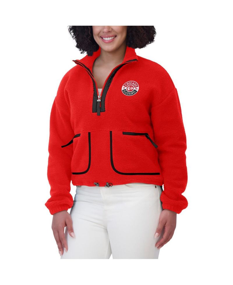 Women's Red Chicago Blackhawks Polar Fleece Half-Zip Jacket