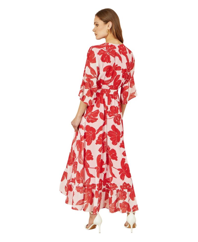 Women's Midi Dip Hem Wrap Dress