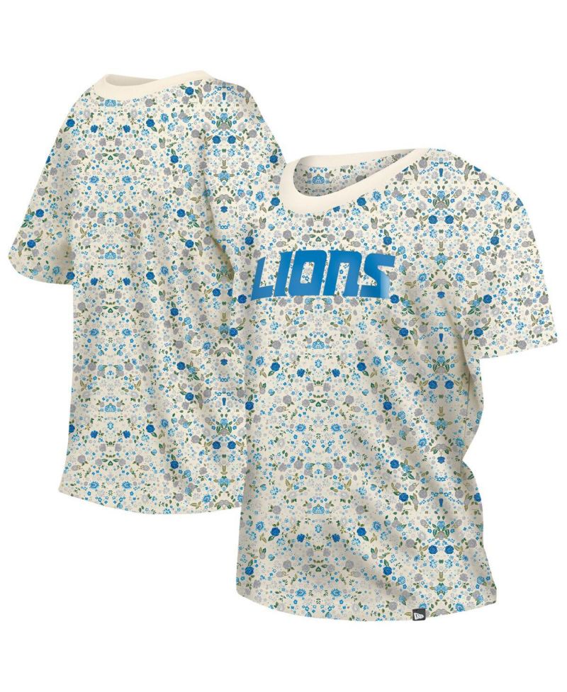 Women's Cream Detroit Lions Glam Game Floral T-Shirt