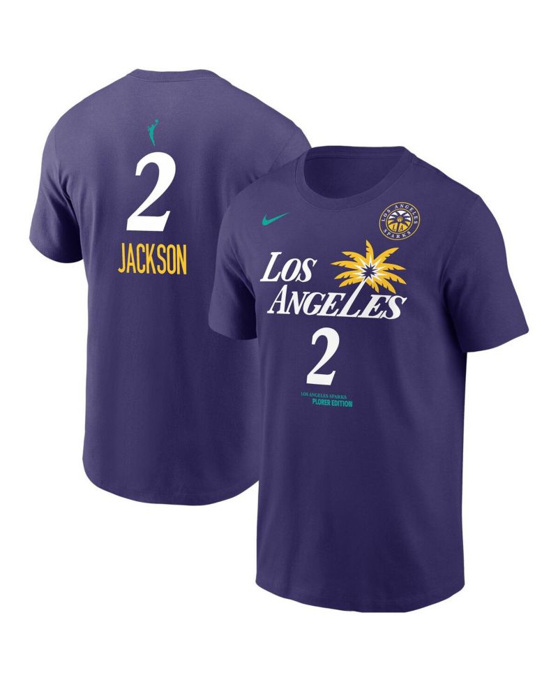 Men's Rickea Jackson Purple Los Angeles Sparks Explorer Edition Name & Number T-Shirt