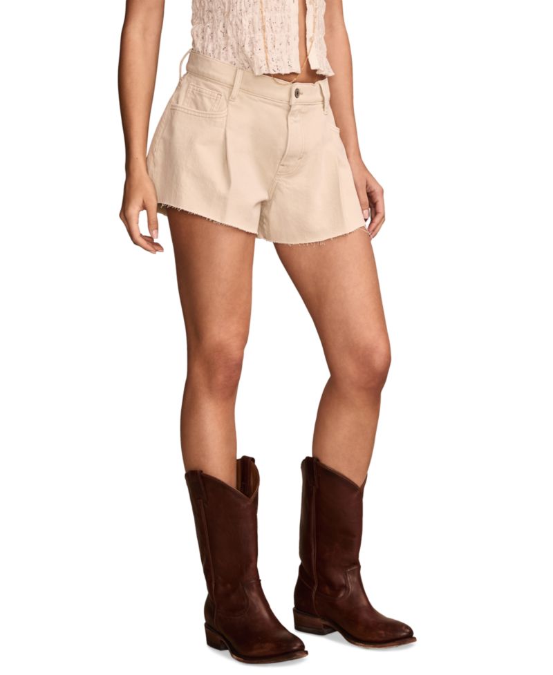 Women's Cotton Raw-Hem Slouchy Shorts