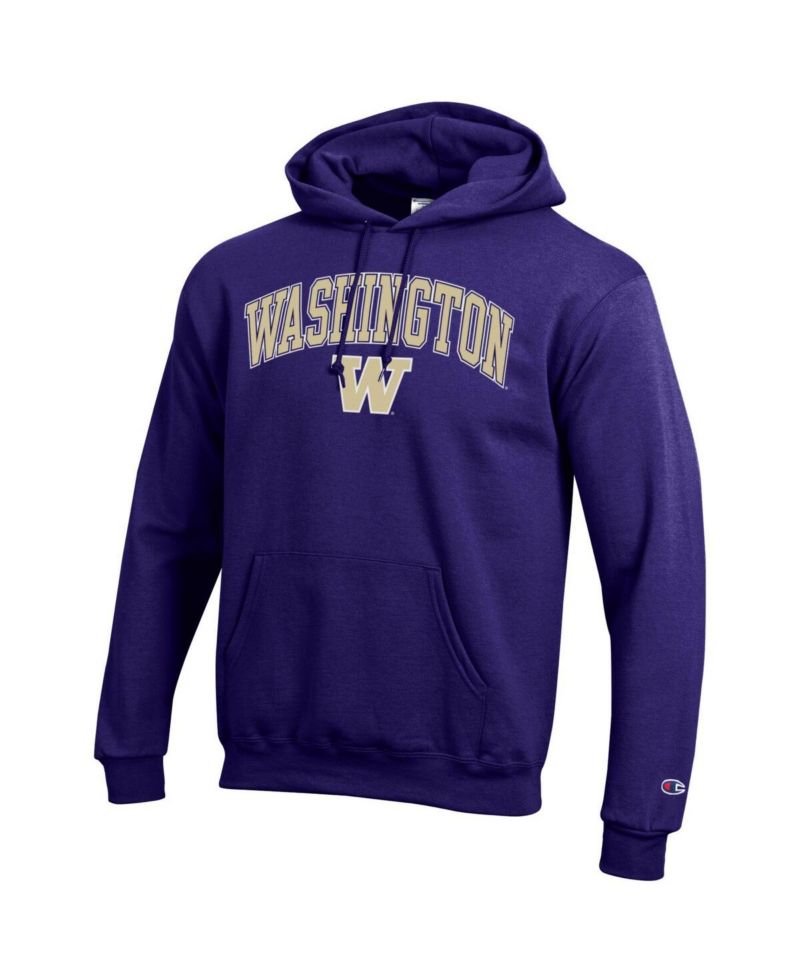 Men's Purple Washington Huskies Arched Logo Fleece Pullover Hoodie