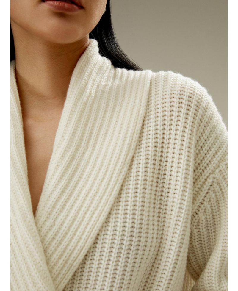 Women's Shawl Collar Drop Shoulder Knit Wool-Cashmere Blend Cardigan